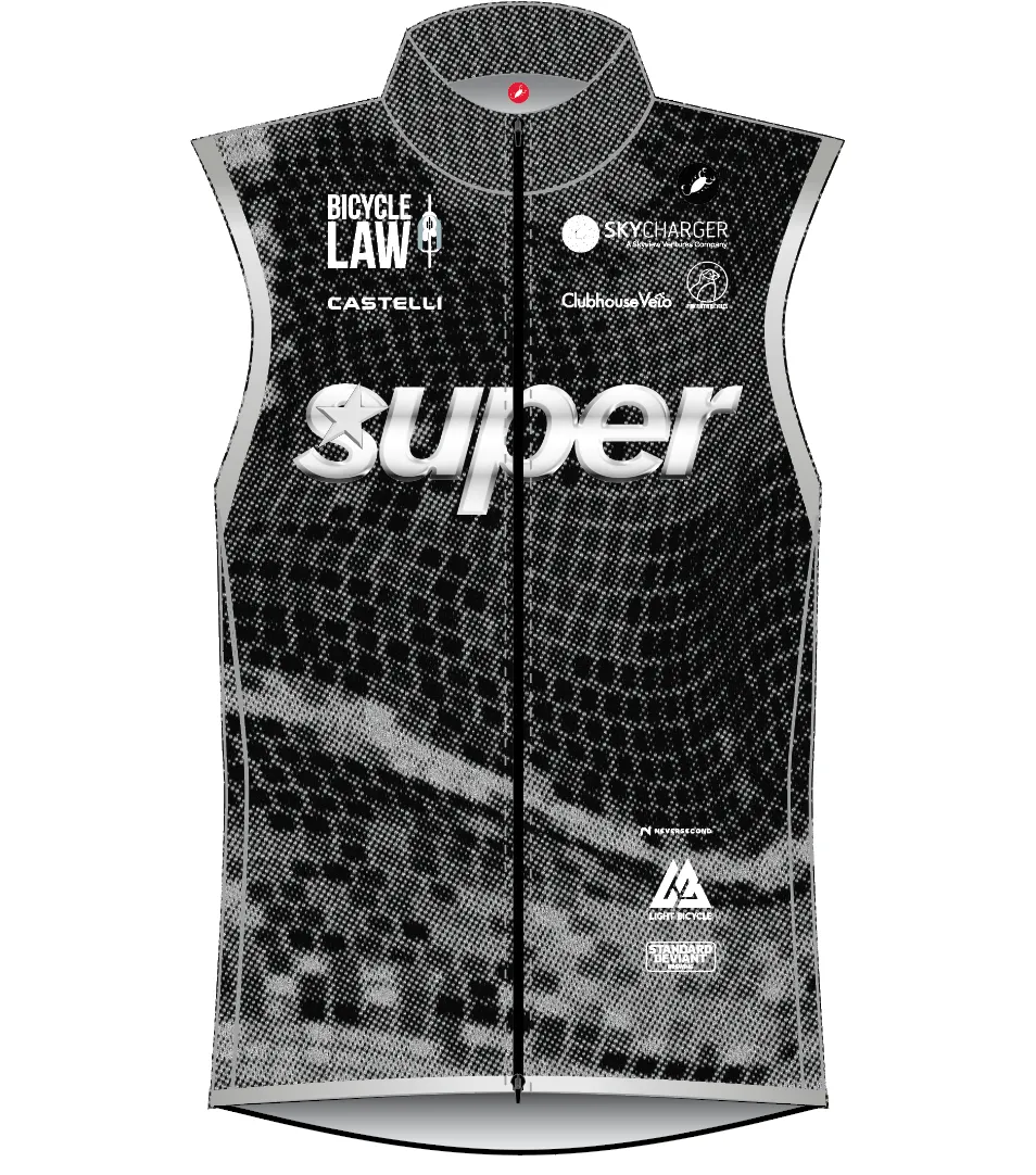 Front of the 2027 Super Sprinkles cycling vest