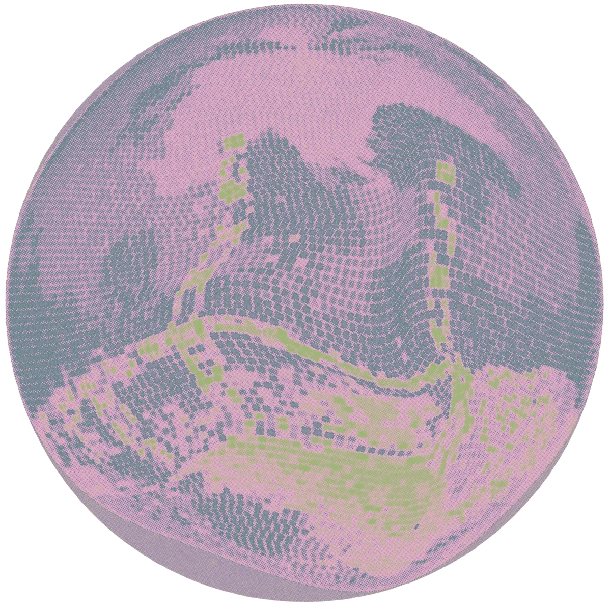 The Super Sprinkles 2027 disco artwork, a glittering mosaic orb in pink, green, and blue-gray